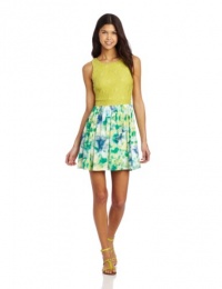 As U Wish Juniors Tie Dye Fabric Mix Dress, Green, 3