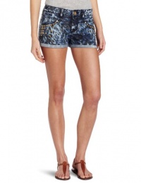 XOXO Juniors Cuffed Studded Denim Short, Indigo, 3/4