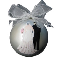 Sarabella Glass Wedding Couple Ball Ornament, 100mm