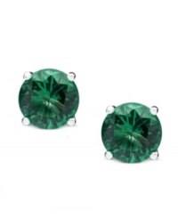 Celebrate your favorite month of the year with these May birthstone earrings by CRISLU. Stud earrings feature round-cut, emerald-colored cubic zirconias (3 ct. t.w.) set in sterling silver with a platinum finish. Approximate diameter: 1/4 inch.