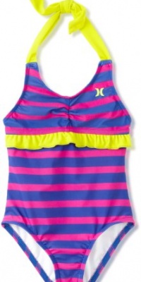 Hurley Girls 2-6X Minnow Stripe One Piece, Fuchsia, 6