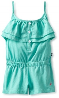 Nautica Girls 2-6X Knit Romper, Aqua, 4T