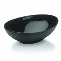 Mikasa Swirl 10-1/2-Inch Oval Vegetable Bowl, Black