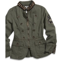 GUESS Kids Girls Big Girl Military Jacket, OLIVE (14)