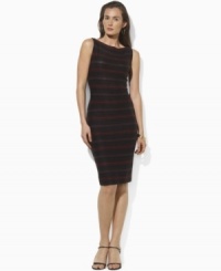 Tailored to perfection in lightweight linen, Lauren by Ralph Lauren's sleek petite sheath dress is a work-to-weekend essential thanks to its timeless silhouette and bold striped pattern.