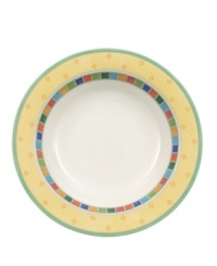 Spice up your tabletop with the Twist Alea rim cereal bowl from Villeroy & Boch's dinnerware and dishes collection. The bright enamel colorblock design is a perfect contrast to fine white china.