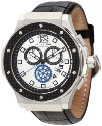 Stuhrling Original Men's 160F2.332B52 Apocalypse Trinity Chronograph Silver Dial Black Bezel Watch