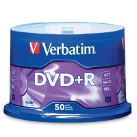 Verbatim 95037 4.7 GB up to16x Branded Recordable Disc DVD+R - 50 Disc Spindle