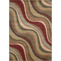 Nourison Zanibar Multicolor Waves 5.6-Feet by 7.5-Feet Polyacrylic Area Rug