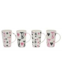 A must for feline fanatics, the Pussy Cat mugs gift set from Maxwell & Williams features a retro shape and bold graphics to pep up your regular routine.