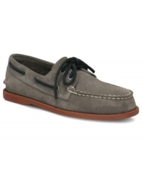 These classic suede moccasin-style boat shoes by Sperry will add prep to his step. Includes molded footbeds and traction-increasing soles for a more comfortable and safe design.