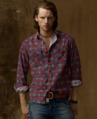 A faded flannel with a vintage-inspired plaid pattern is the perfect addition to your arsenal of casual staples.