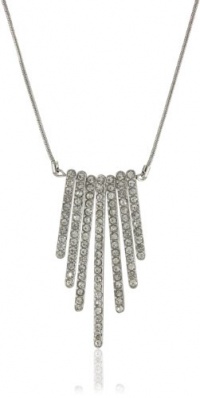 Nine West SPARKLE MOTION Silver-Tone Crystal Pave Deco Pendant Necklace