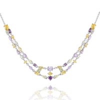 Sterling Silver and Multi-Colored Cubic Zirconia Kaleidoscope Necklace