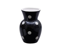 Terramoto Ceramic Polka Dots 6-Inch Vase, White on Black