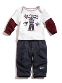 GUESS Tee and Pants Set, WHITE (6/9M)