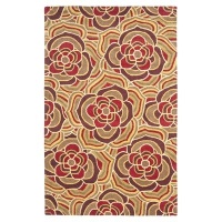 Safavieh Blossom Collection Handmade Beige Hand-Spun Wool Area Rug, 5-Feet by 8-Feet