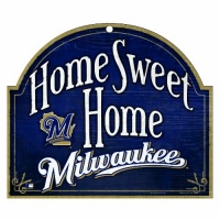 MLB Milwaukee Brewers 11-by-9 Wood Home Sweet Home Sign