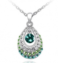 Swarovski Crystal Princess Teardrop Pendant Necklace 19-CN9038G