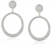 Jessica Simpson Silver Tone Pave Drop Hoop Earrings