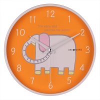 DecoMates Non-Ticking Silent Wall Clock - White Elephant (Orange)