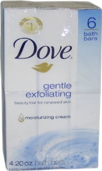 Dove Gentle Exfoliating Moisturizing Cream Beauty Bar, 6-Count