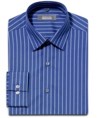 Get on the straight and narrow. This Kenneth Cole Reaction dress shirt is lean and streamlined.