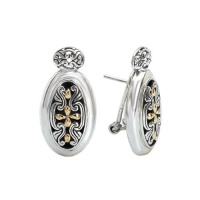 925 Silver Oval Filigree Swirl Earrings with 18k Gold Accents