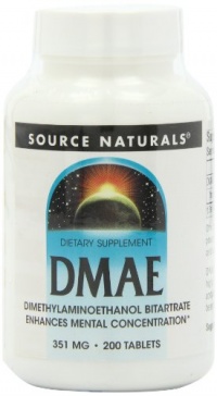 Source Naturals DMAE, 351mg, 200 Tablets (Pack of 2)