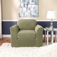 Sure Fit Stretch Squares 2-Piece Chair Slipcover, Fern