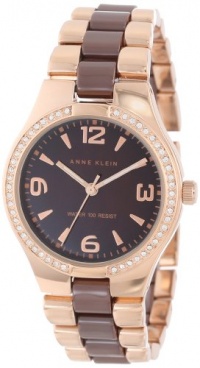 Anne Klein Women's 109118BMRG Ceramic Rosegold-Tone Swarovski Crystal Accented Brown Dress Watch