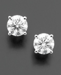 Simple sophistication. These round-cut diamond studs (1 ct. t.w.) are set in gleaming 14k white gold.