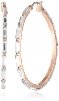 Betsey Johnson Iconic Baguette Crystal Baguette Hoop Earrings