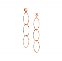 Rose Gold Plated Sterling Silver Oval Diamond Cut Link Earrings