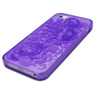 Fosmon DURA Series TPU Case for Apple iPhone 5 - Purple 3D Rose