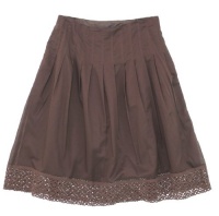 Jones New York Petite Crochet Border Pleated Skirt 12 Petite Root Beer