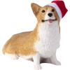 Sandicast Red Pembroke Welsh Corgi with Santa Hat Christmas Ornament