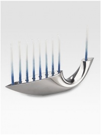 Signed by artist Todd Meyers. Brighten the season with this gleaming metal alloy menorah.Hand-crafted4H X 15½WImported