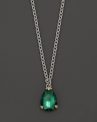 A faceted, pear-cut green quartz, set in sterling silver with an 18K gold accent, adds timeless style to this necklace.