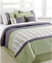 Cheshire - Green White & Grey 7-piece Queen Comforter Set