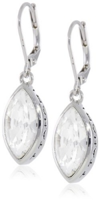 T Tahari Essentials Navette Crystal Silver Colored Drop Earrings