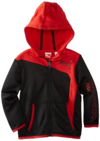 Puma - Kids Boys 2-7 Toddler Performance Hooded Jacket, Black/Red, 2T