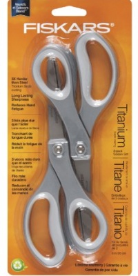 Fiskars 154090-1002 Performance 2-Pack Soft Grip Straight Titanium Scissors, 8-Inch, Silver