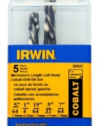 Irwin 30520 5 Piece Left Hand Cobalt 5/64-Inch to 19/64-Inch Cobalt Twist Drill Bit Assortment