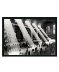 Give any room an artful, urban flair with this large black-and-white landscape of Grand Central Station. Rays of light streaming in from above make the bustling hub of New York City look positively dreamy. With a textured finish and simple black frame.