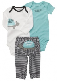 Carters Little Speedster Turtle Bodysuit Set BLUE 6 Mo