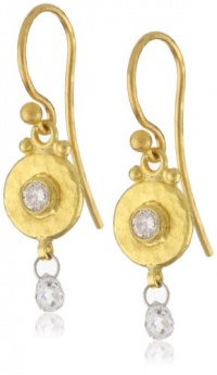 GURHAN Droplet White Diamond Briolette On Granulated Hook Earrings