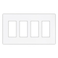 Cooper Wiring Devices 9524WS Aspire Screwless Wallplate, 4-Gang, White Satin