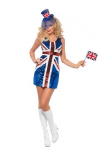 Fever All That Glitters Rule Britannia Costume, Adult Size Large