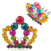 Crystalmood Girls LUX Colorful Swarovski Crystal Mini Tiara Comb